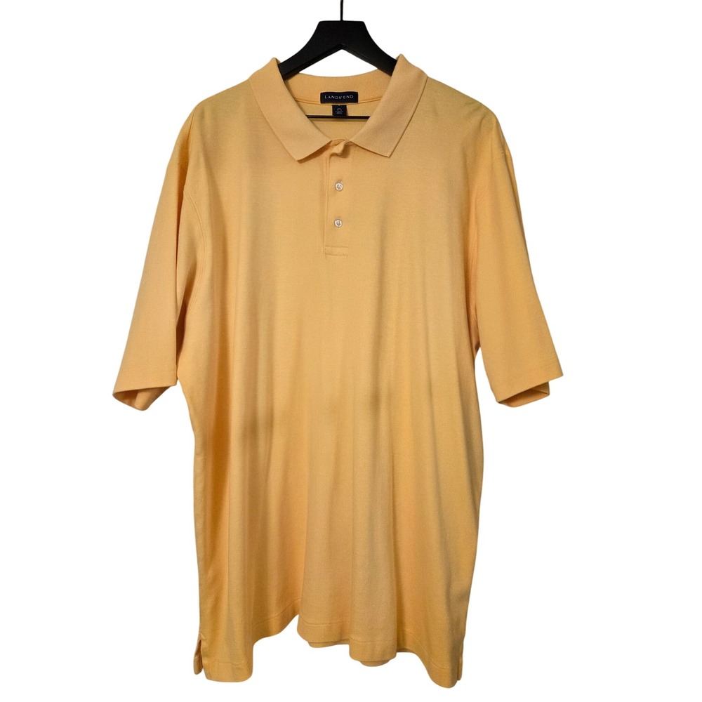 Lands End Mens XXL Yellow Short‎ Sleeve Classic Fit Polo Shirt